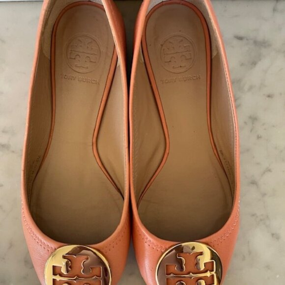 TORY BURCH Minnie Travel Ballet w/ Logo Soft Nappa Leather Sunshine 6 - Picture 7 of 17